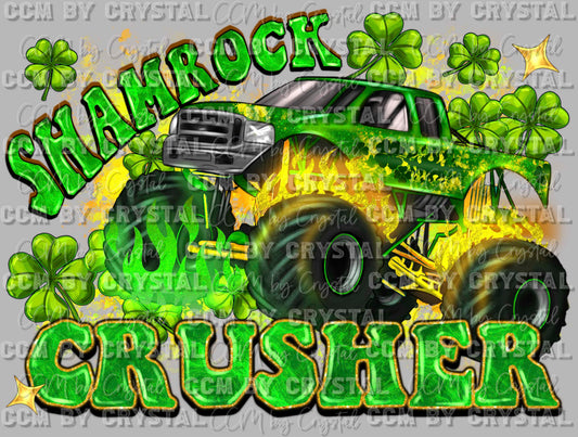 Shamrock Crusher Truck St Patrick's Day Ready to Press Transfer DTF Transfer Sublimation Transfer