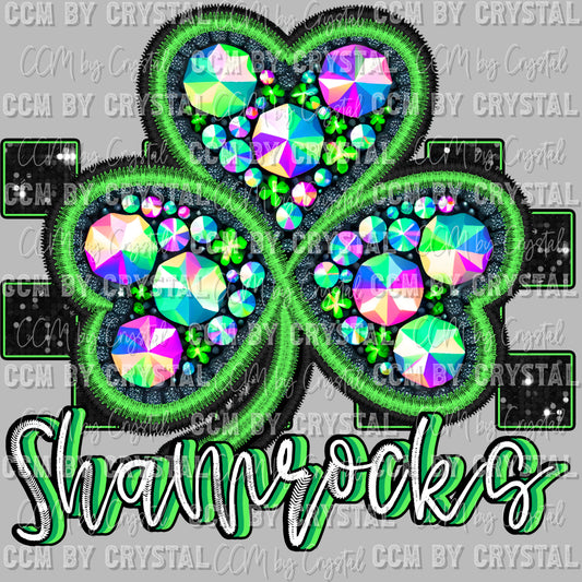 Shamrocks Mascot Faux Rhinestone Effect Ready to Press Transfer DTF Transfer Sublimation Transfer