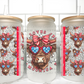 She Loves Jesus and America Too Highland Cow USA UV Transfer 16oz Libby Glass Can Wrap Ready to Apply