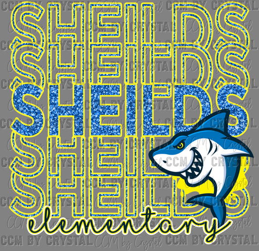 Victoria Sheilds Elementary Faux Glitter Ready to Press Transfer DTF Transfer