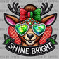 Deer Shine Bright Christmas Faux Rhinestone Effect Ready to Press Transfer DTF Transfer Sublimation Transfer