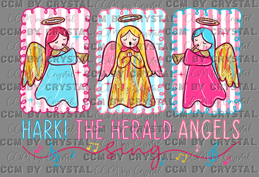 Hark The Herald Angels Christmas Ready to Press Transfer DTF Transfer Sublimation Transfer