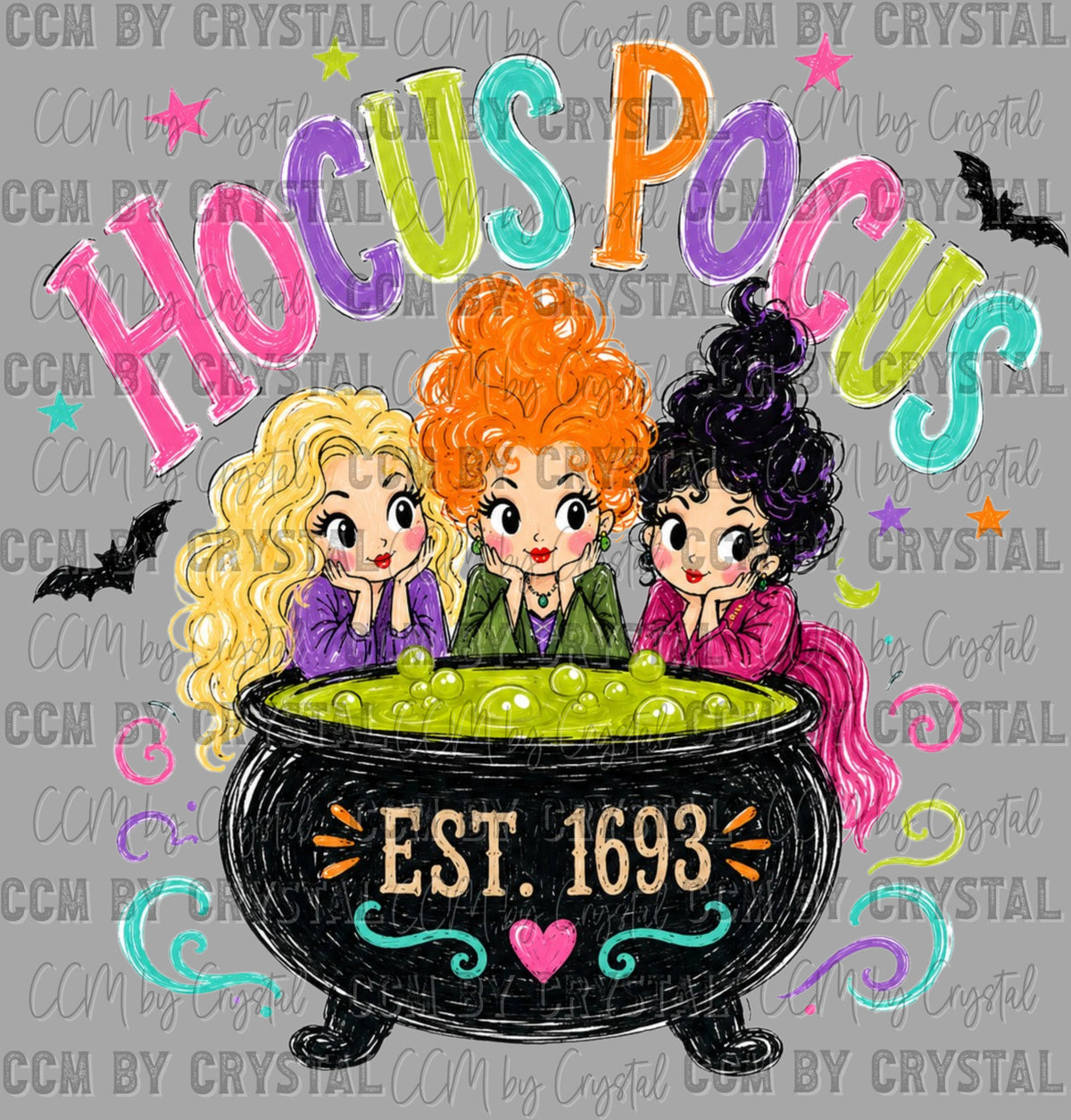 Sister Witches Hpcus 1693 Halloween Ready to Press Transfer DTF Transfer Sublimation Transfer