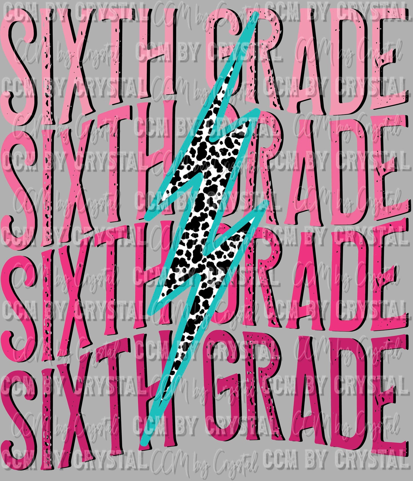 Sixth Grade Lightning Bolt Ready to Press Transfer