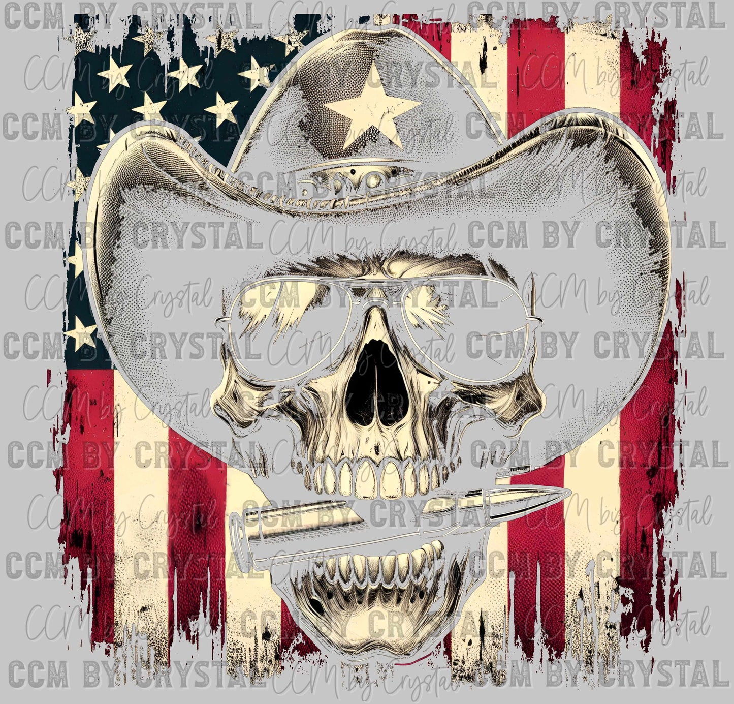 Cowboy Skull Flag USA Ready to Press Transfer DTF Transfer Sublimation Transfer