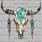 Cow Skull Turquoise Western Ready to Press Transfer DTF Transfer Sublimation Transfer
