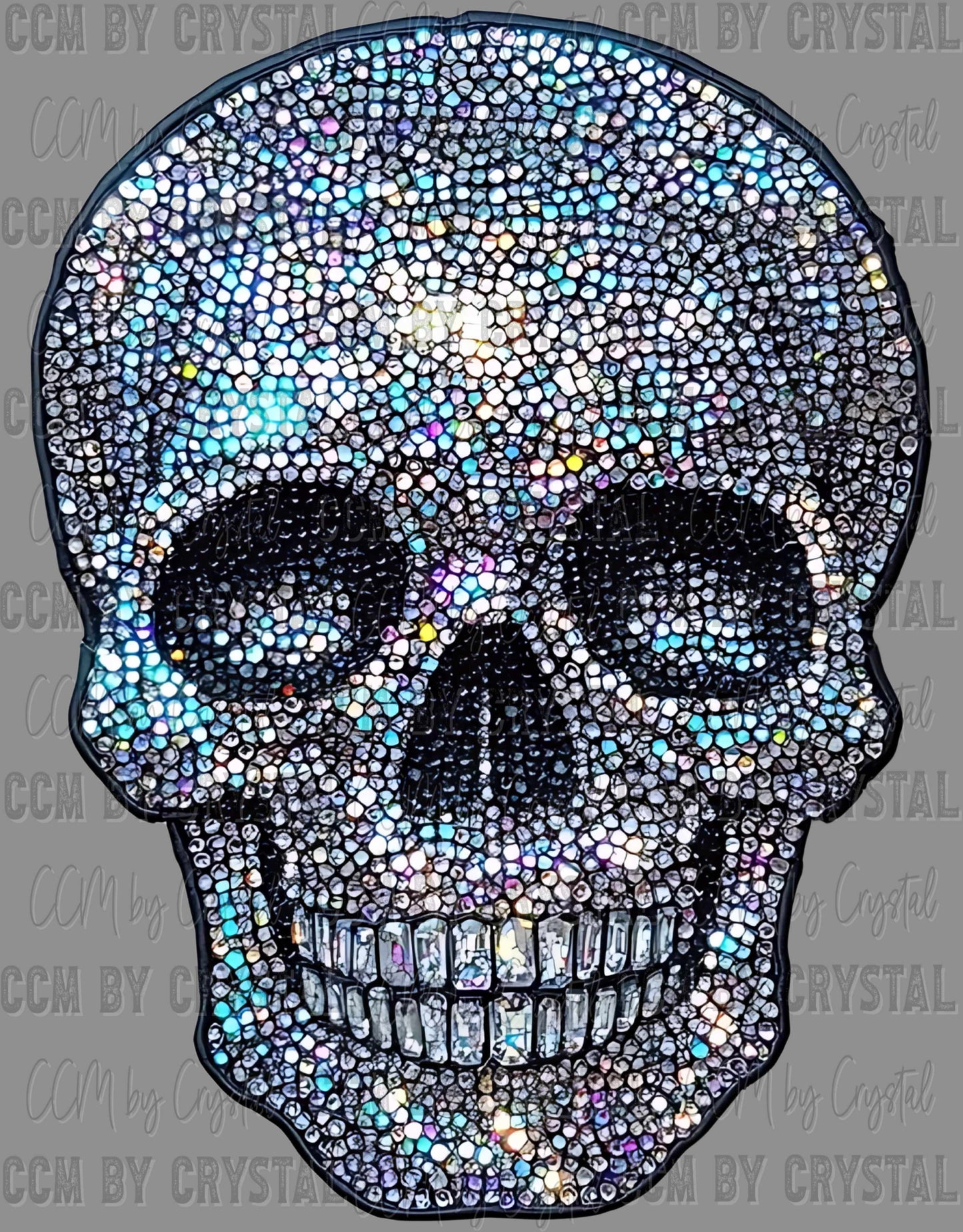 Faux Rhinestone Skeleton Skull Ready to Press Transfer DTF Transfer Sublimation Transfer