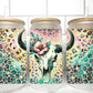 Bull Skull UV Transfer 16oz Libby Glass Can Wrap Ready to Apply