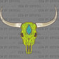 Western Cow Skull Green Ready to Press DTF Transfers Sublimation Transfers