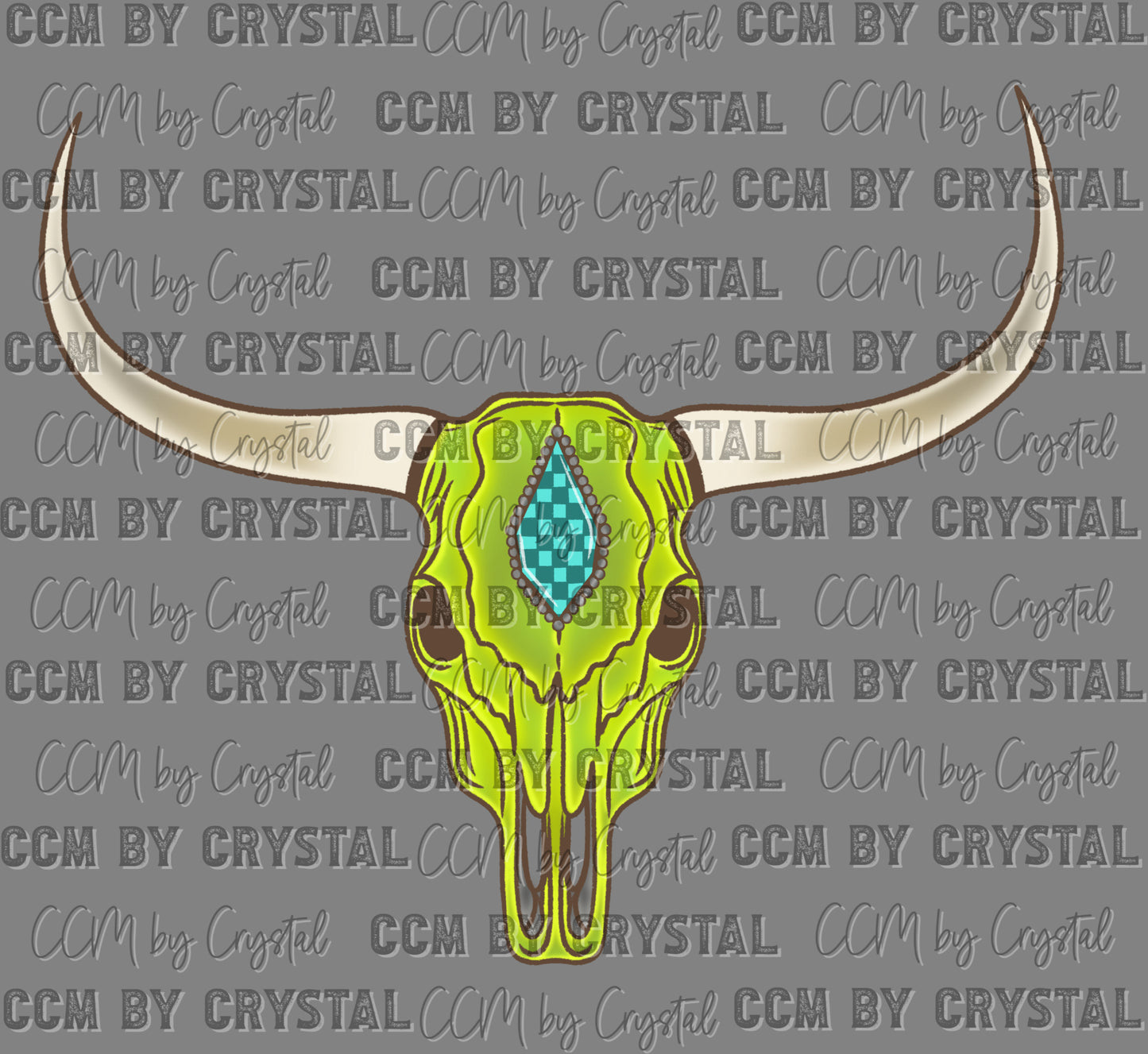 Western Cow Skull Green Ready to Press DTF Transfers Sublimation Transfers