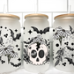 Halloween Skull with Bats UV Transfer 16oz Libby Glass Can Wrap Ready to Apply