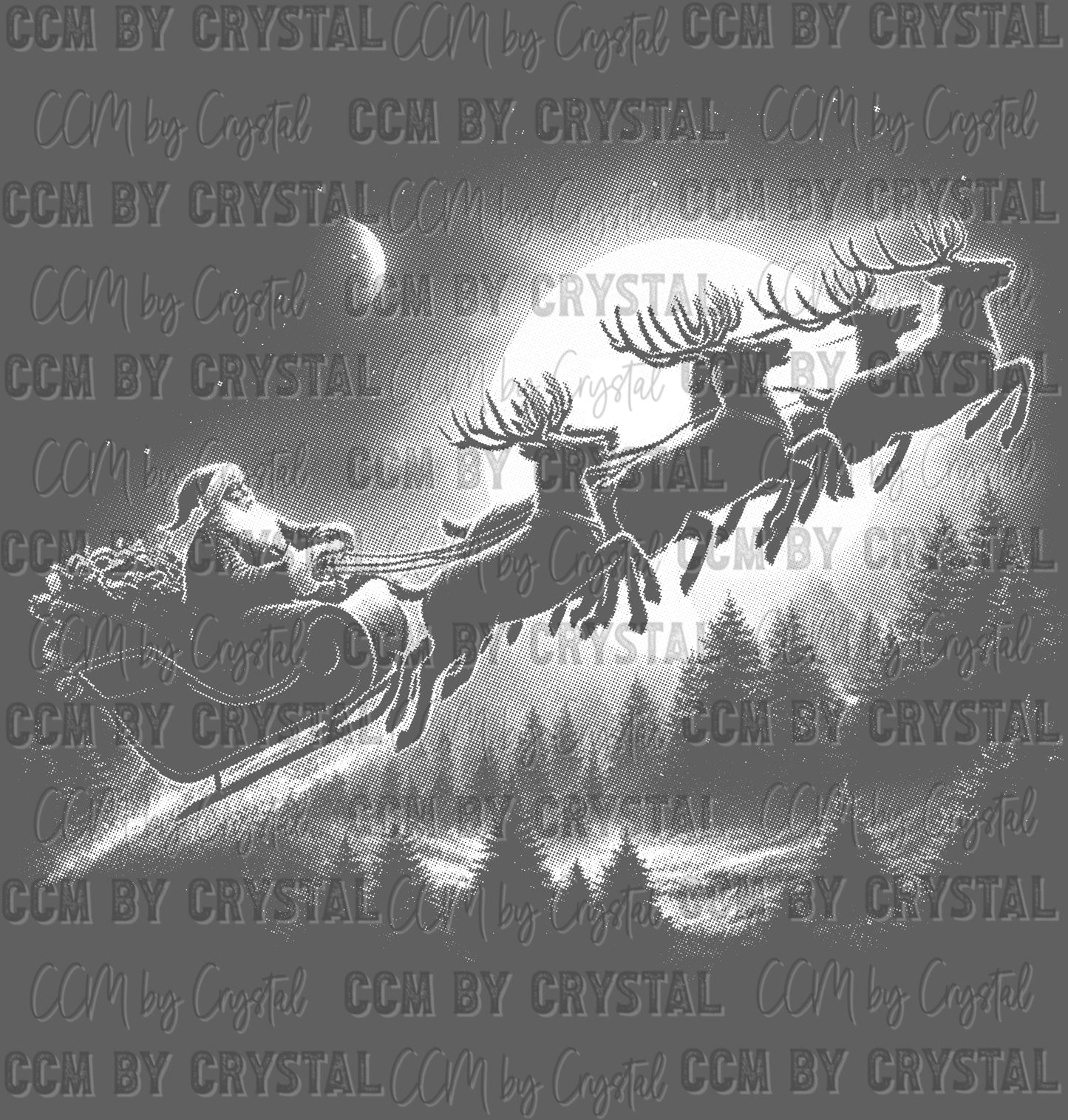 Santa Sleigh Woods Christmas Ready to Press Transfer Instant Peel DTF Transfer
