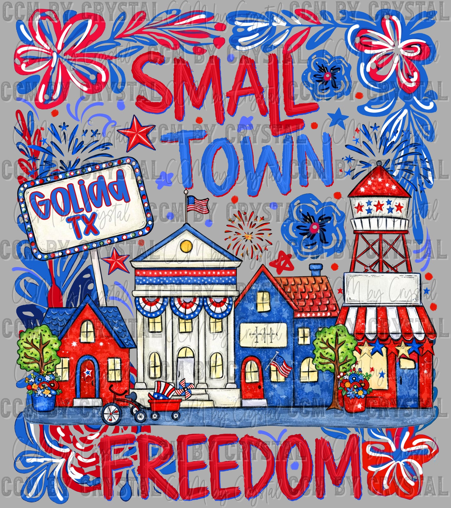 Personalized Town Small Town Freedom USA Patriotic Ready to Press Transfer DTF Transfer Sublimation Transfer