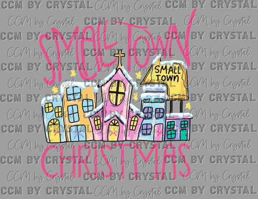 Small Town Christmas Winter Snow Stars Christianity Cross Ready to Press Transfer DTF Transfer Sublimation Transfer