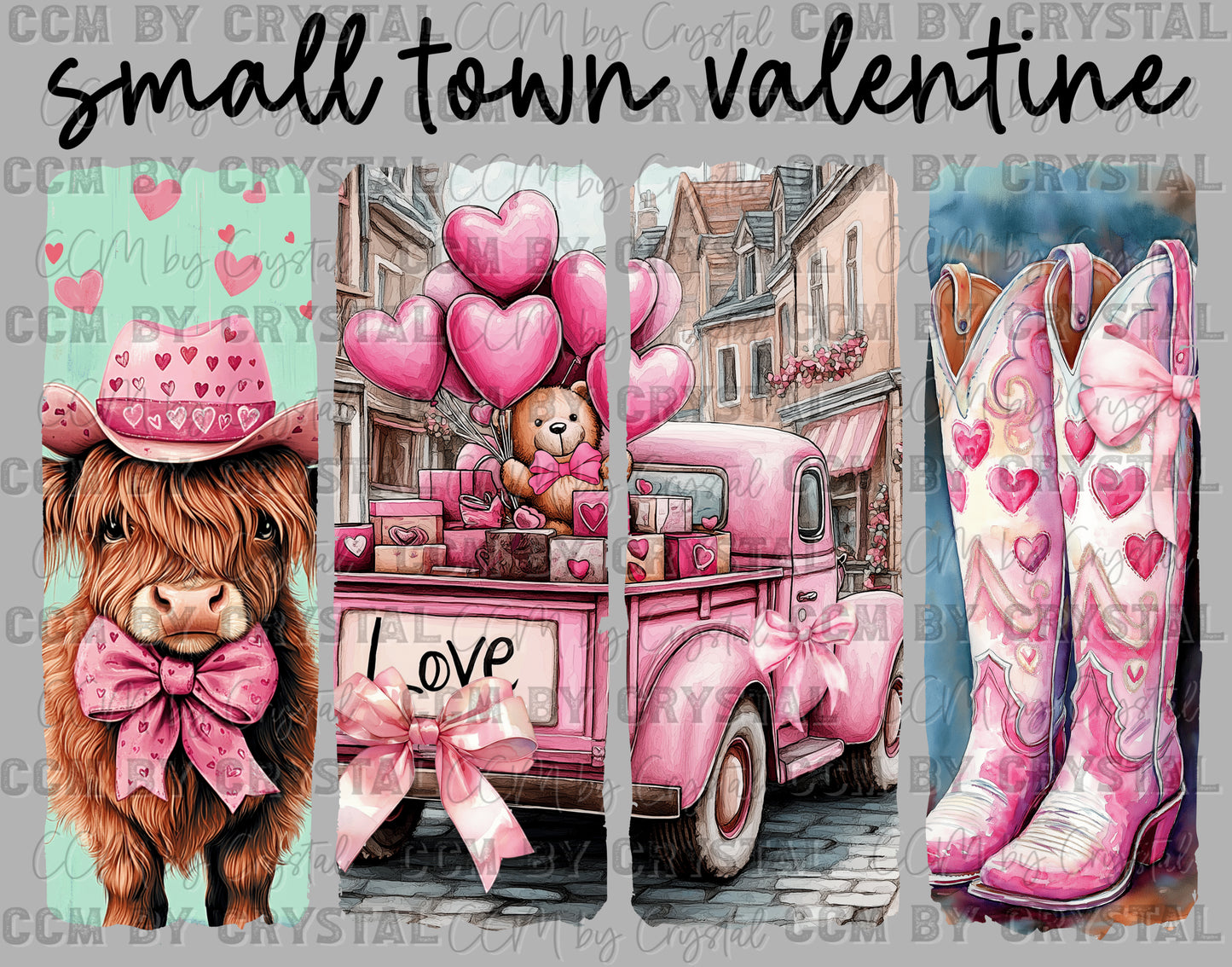 Small Town Valentine Valentine's Day Ready to Press Transfer DTF Transfer Sublimation Transfer