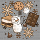 Smores Snowman Winter Ready to Press Instant Peel DTF Transfers Sublimation Transfers