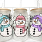 Pastel Snowmen Winter Christmas UV Transfer 16oz Libby Glass Can Wrap Ready to Apply