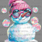 Christmas Winter Snowman With Bubbles Ready to Press Transfer DTF Transfer