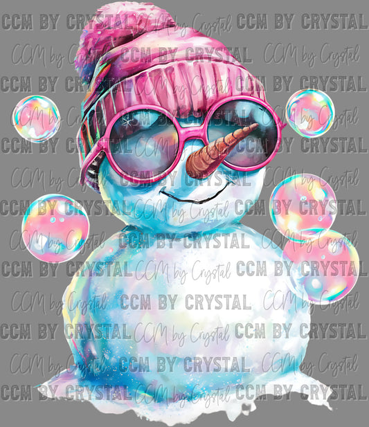 Christmas Winter Snowman With Bubbles Ready to Press Transfer DTF Transfer