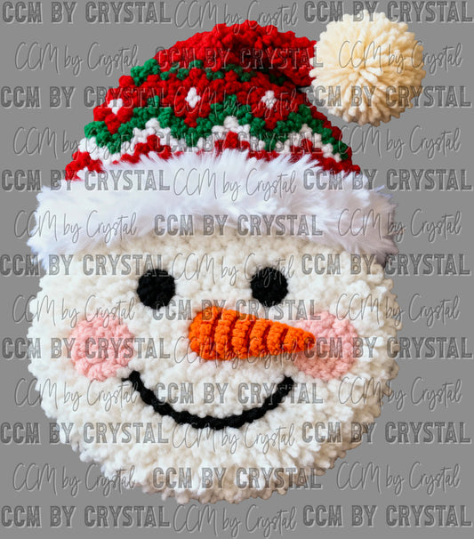 Snowman Fake Faux Yarn Christmas Ready to Press Transfer Instant Peel DTF Transfer