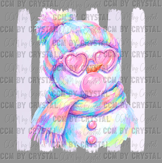 Pastel Bubble Snowman Christmas Winter Ready to Press DTF Transfers