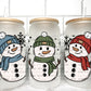 Traditional Snowmen Winter Christmas UV Transfer 16oz Libby Glass Can Wrap Ready to Apply