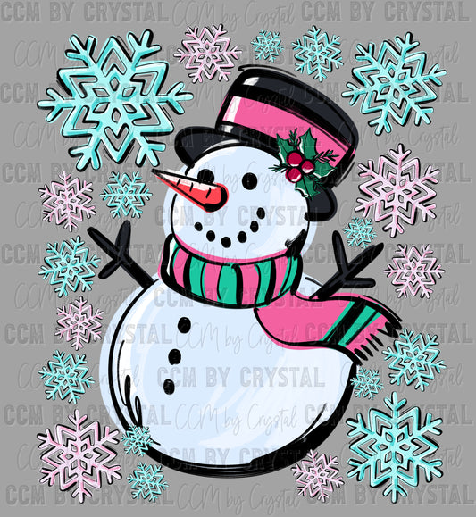 Snowman Snowflakes Winter Christmas Ready to Press Transfer DTF Transfer Sublimation Transfer