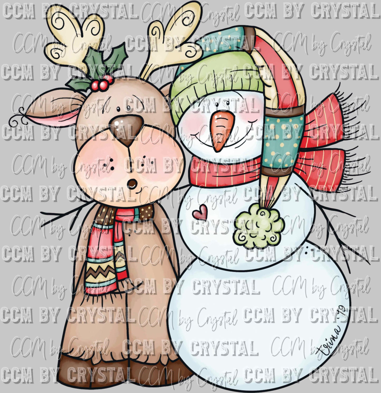 Reindeer Snowman Winter Christmas Ready To Press Transfer DTF Sublimation
