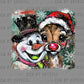 Snowman & Reindeer Christmas Ready to Press Transfer DTF Transfer Sublimation Transfer