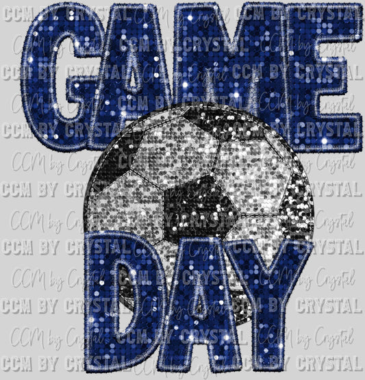 Game Day Soccer Faux Sequins Faux Embroidery Ready To Press Transfer