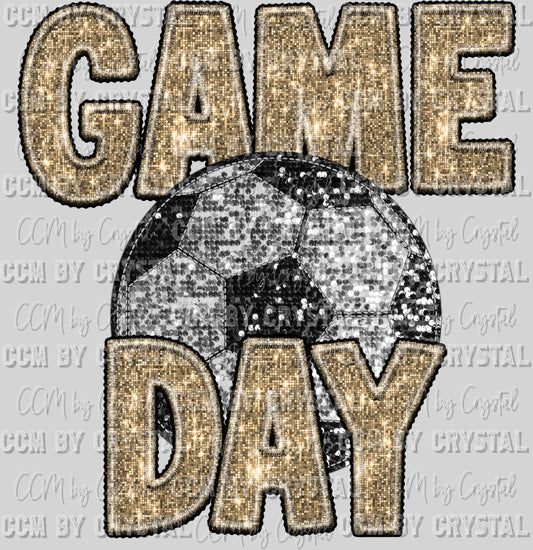 Game Day Soccer Faux Sequins Faux Embroidery Ready To Press Transfer