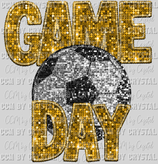 Game Day Soccer Faux Sequins Faux Embroidery Ready To Press Transfer