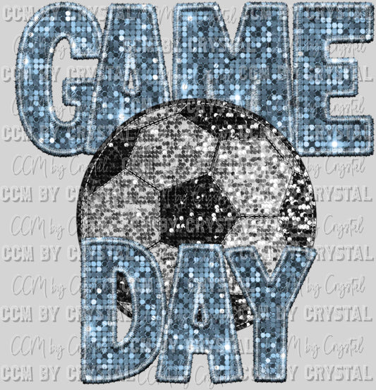 Game Day Soccer Faux Sequins Faux Embroidery Ready To Press Transfer