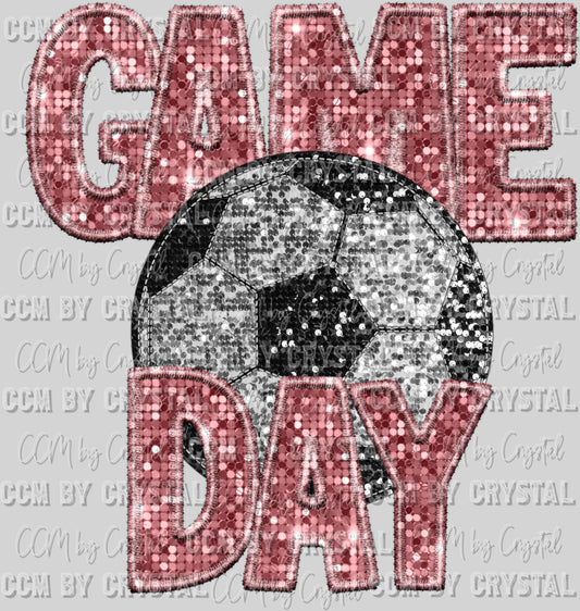 Game Day Soccer Faux Sequins Faux Embroidery Ready To Press Transfer