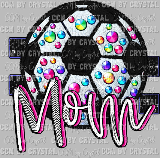Soccer Mom Faux Rhinestone Effect Ready to Press Transfer DTF Transfer Sublimation Transfer