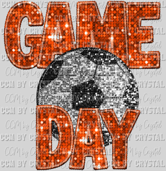 Game Day Soccer Faux Sequins Faux Embroidery Ready To Press Transfer
