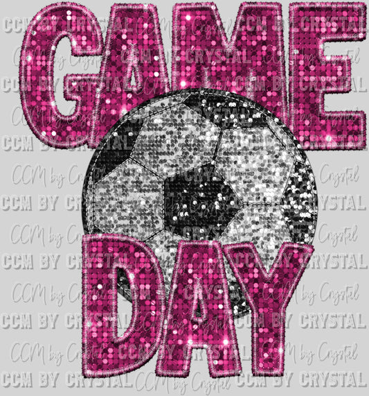 Game Day Soccer Faux Sequins Faux Embroidery Ready To Press Transfer