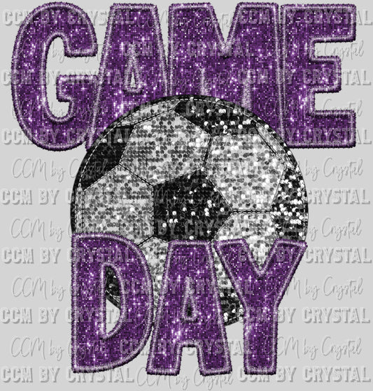 Game Day Soccer Faux Sequins Faux Embroidery Ready To Press Transfer