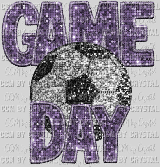 Game Day Soccer Faux Sequins Faux Embroidery Ready To Press Transfer
