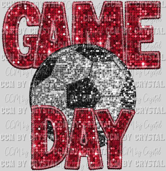 Game Day Soccer Faux Sequins Faux Embroidery Ready To Press Transfer