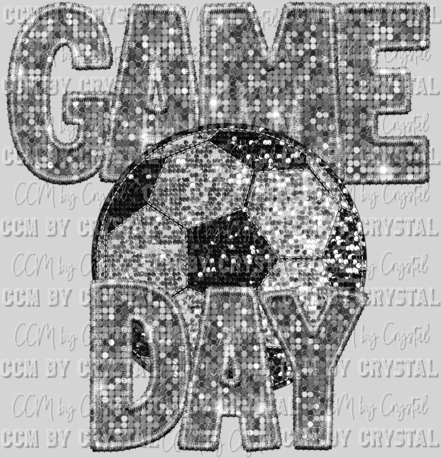 Game Day Soccer Faux Sequins Faux Embroidery Ready To Press Transfer