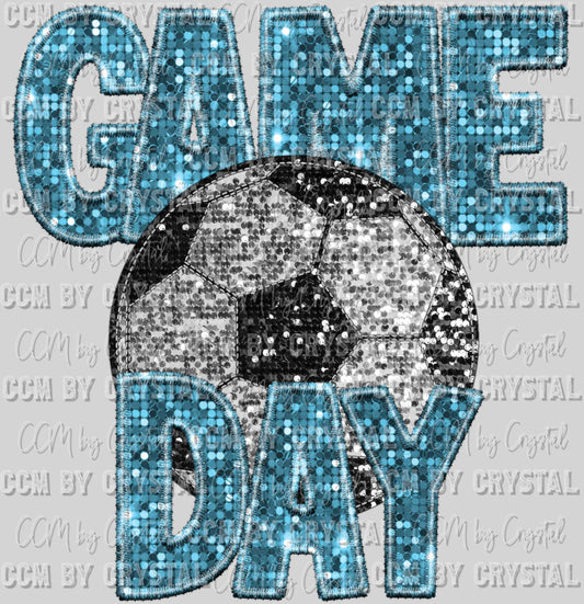 Game Day Soccer Faux Sequins Faux Embroidery Ready To Press Transfer