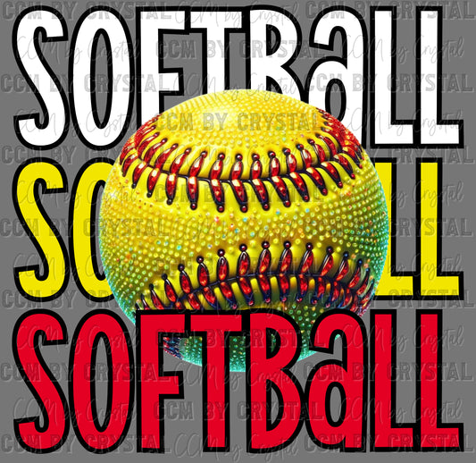 Softball Stacked Ready to Press Transfer DTF Transfer Sublimation Transfer