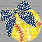 Softball Brushstrokes with Bow Faux Glitter Ready to Press Transfer DTF Transfer Sublimation Transfer