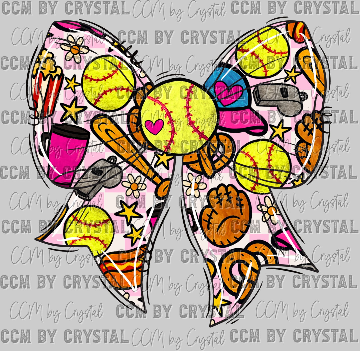 Softball Bow Ready to Press Instant Peel DTF Transfers Sublimation Transfers
