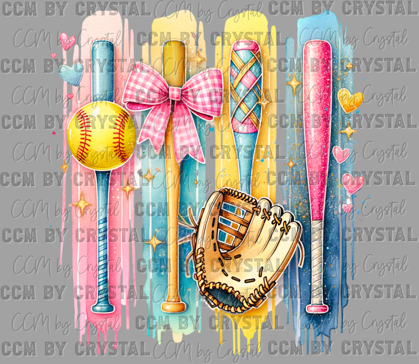 Softball Brushstrokes Drip Ready to Press Transfer DTF Transfer Sublimation Transfer