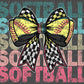 Softball Checkered Bow Ready to Press Transfer DTF Transfer Sublimation Transfer