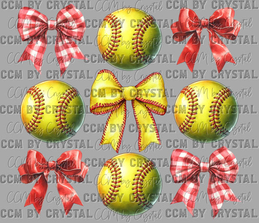 Softball Coquette Ready to Press Transfer DTF Transfer Sublimation Transfer
