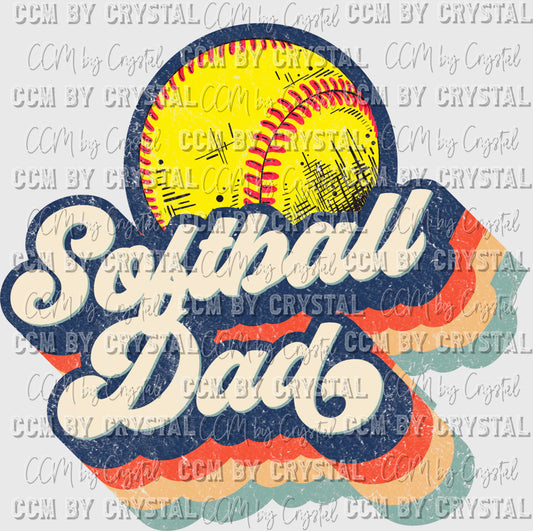 Softball Dad Retro Ready to Press Transfer