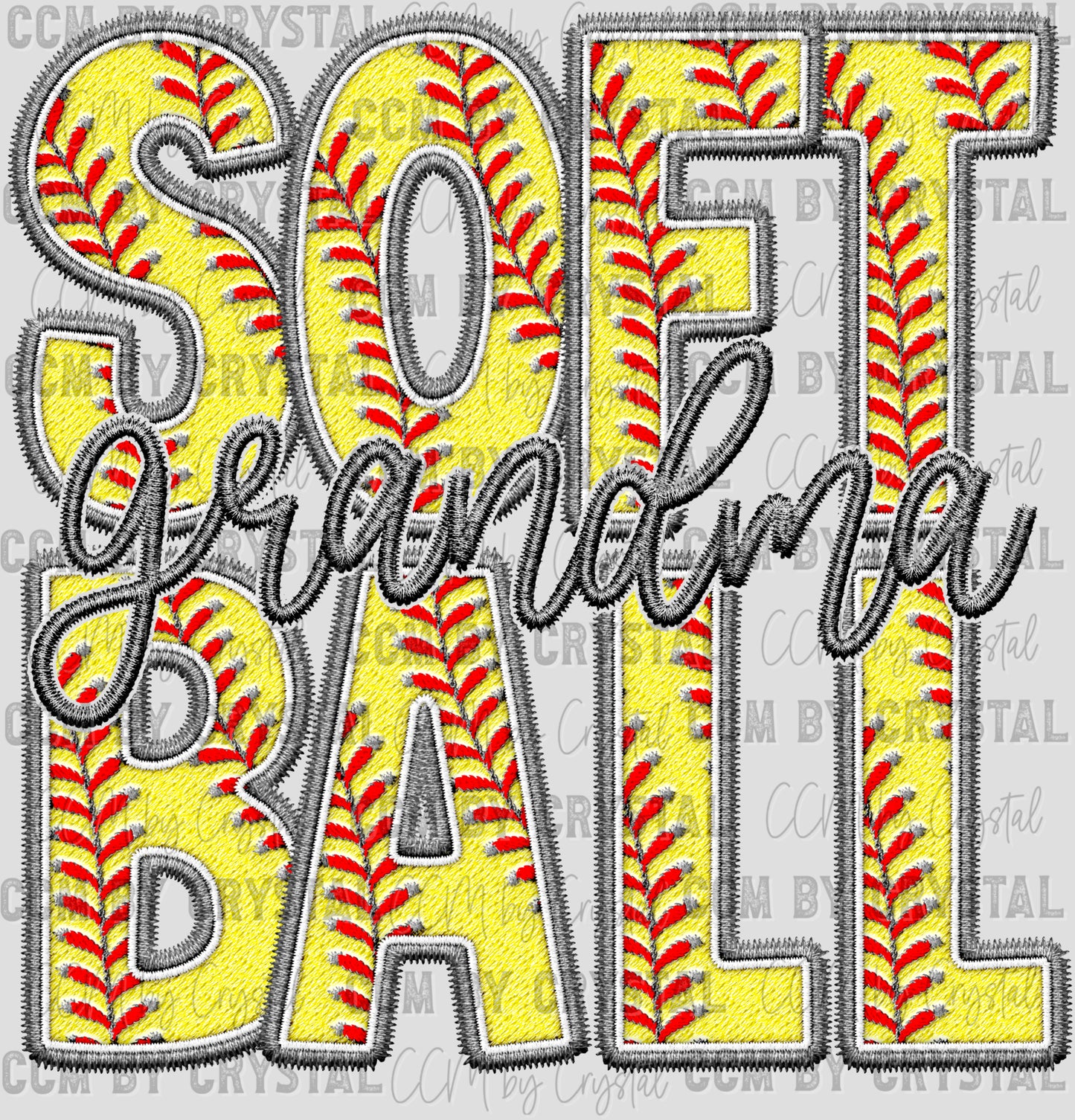 Softball Grandma Faux Embroidery Ready to Press Transfer DTF Transfer Sublimation Transfer